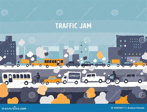 Car traffic jam stock vector. Image of bike, businessman - 49859877