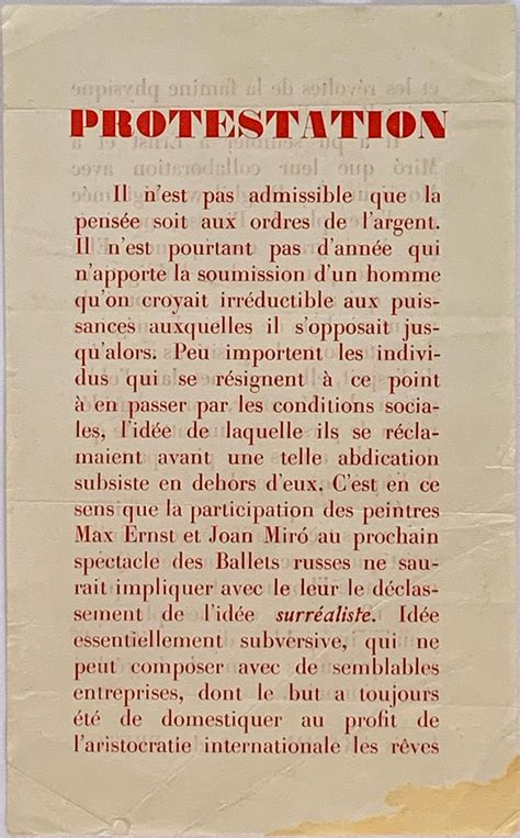 LOUIS ARAGON 1897 1982 ANDRE BRETON 1896 1966 PROTESTATION