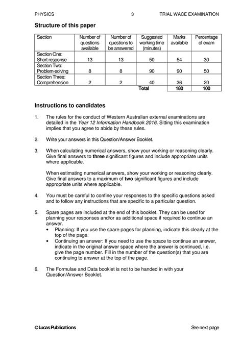 Trial Wace Examination Papers Physics Units 3 4 Lucas