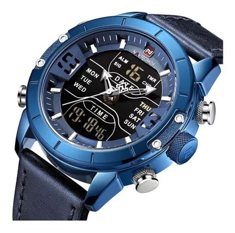 Reloj Deportivo Impermeable Naviforce Para Hombre Con Bisel Azul