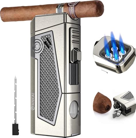 Amazon FANKAI Cigar Lighter 4 Torch Jet Flame Cigar Punch Cigar