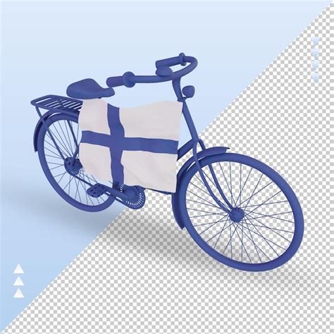 3d bycycle day bandeira da finlândia renderizando a vista direita PSD