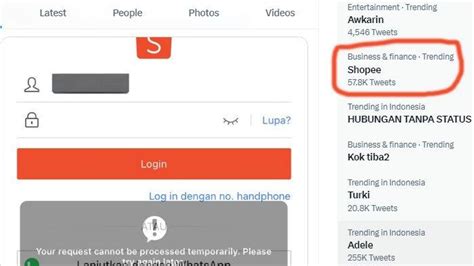 Shopee Error Gangguan Hari Ini Trending Di Twitter Akun Tiba Tiba Log