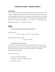 Design Example: Continuous Beam - Calculation and Analysis for | Course Hero