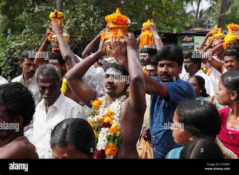 India, South India, Tamil Nadu, People celebrating thaipusam festival ...