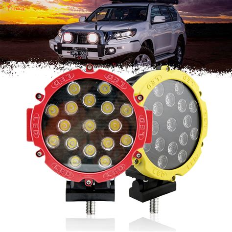 Round Black Red 6 3 Inch 51W LED Work Light For For Truck UTV Offroad