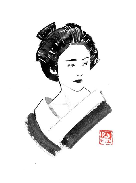 watching geisha Drawing by pechane sumie | Saatchi Art | Geisha, Geisha ...