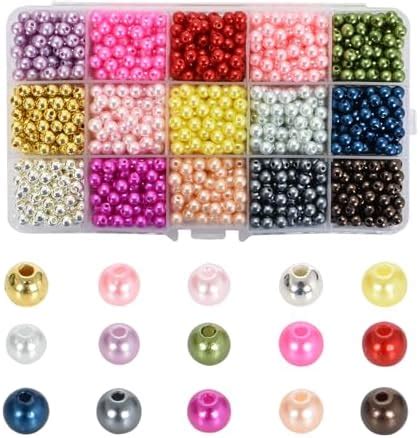 1500 Pcs Multicolore Perles Nacrées 15 Couleurs Perles Nacrées ABS