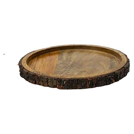 Quirky Kraft Wooden Platter For Serving Papaya Design Bark Wooden