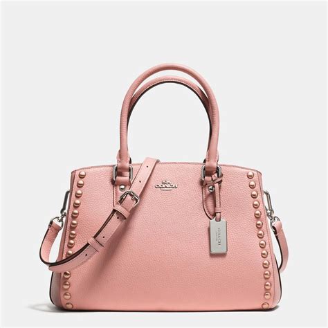 Coach Empire Carryall In Lacquer Rivets Pebble Leather Leather