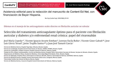 Selecci N Del Tratamiento Anticoagulante Ptimo Para El Paciente Con Fa