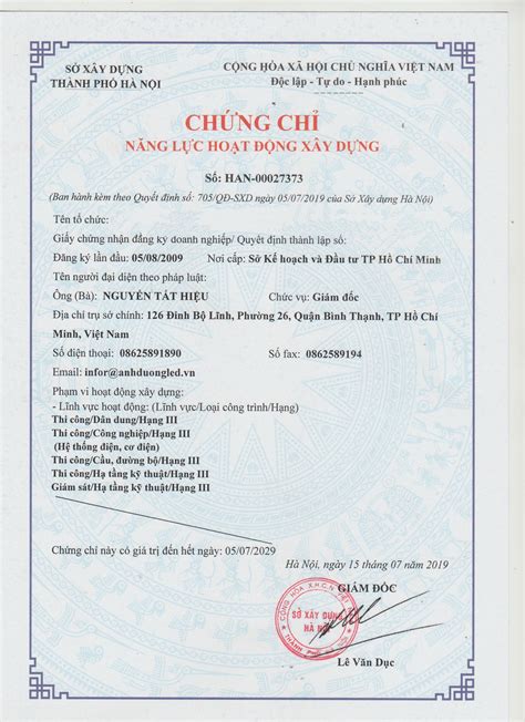 Chứng chỉ hành nghề năng lực hoạt động xây dựng dành doanh nghiệp