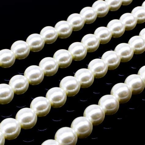 Glass Pearl Round Beads 6mm Buttercream Craft Hobby And Jewellery Supplies Totally Beads