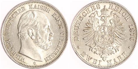 Preussen 2 Mark 1876 C Wilhelm I 1861 1888 UNC MA Shops