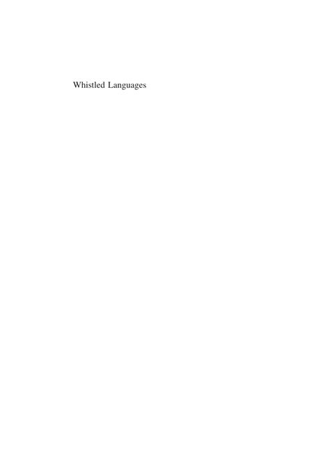 (PDF) Whistled Languages A Worldwide Inquiry on Human Whistled Speech