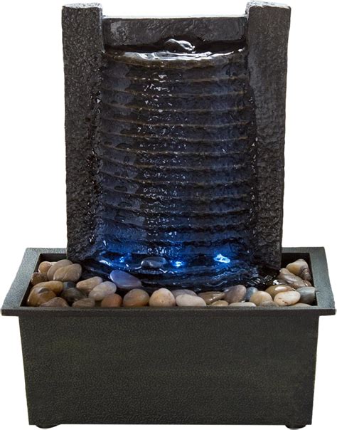 Pure Garden 50 141 Led Waterfall Tabletop Fountain With Led Lights