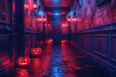 Spooky Halloween Hallway | Premium AI-generated image