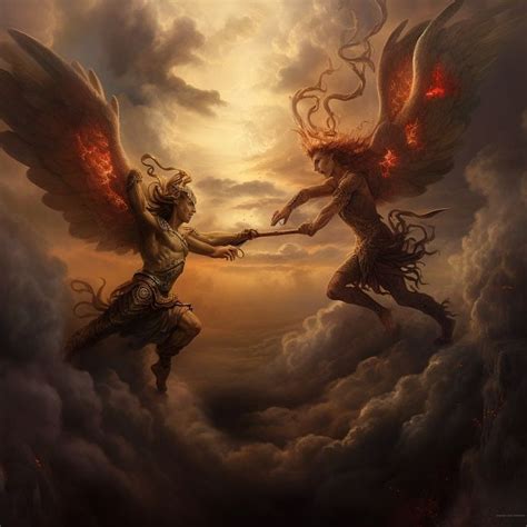 Angels And Demons Fighting In The Sky