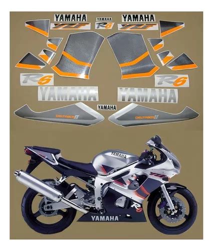 Kit Adesivos Moto Yamaha R6 1999 Prata E Preta Ca 00719 Parcelamento