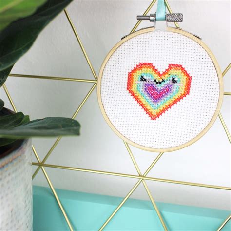 Rainbow Heart Mini Cross Stitch Kit Etsy