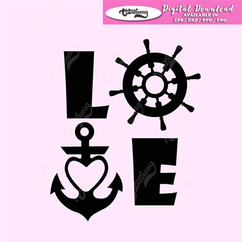 Love Svg Ship Wheel Svg Anchor Svg For Silhouette Cameo Anchor Monogram Split Anchor Svg