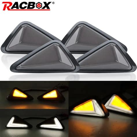 2PCS Motorcycle Smoke Triangle Flush Mount LED Turn Signals DRL