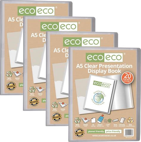 Amazon.com : eco-eco A5 Size 50 Percent Recycled 20 Pocket Clear