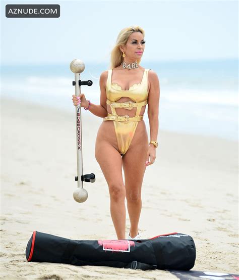 Marcela Iglesias Sexy Seen In A Golden Bikini During Beach Workout Aznude