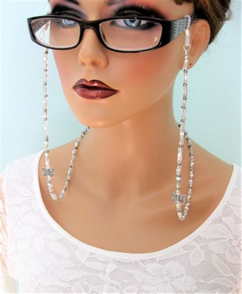 Silver Eyeglass Chain With Butterfly Eyeglass Holder Necklace Glasses Lanyard Chain For