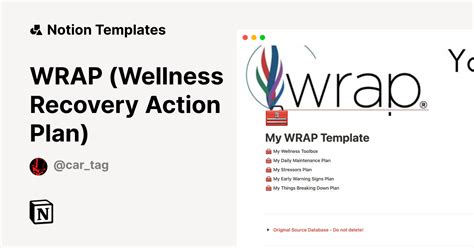 WRAP Wellness Recovery Action Plan Notion Template Worksheets Library