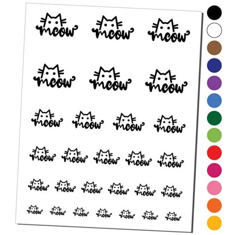 Shy Peeking Cat Meow Water Resistant Temporary Tattoo Set Fake Body Art Collection Yellow