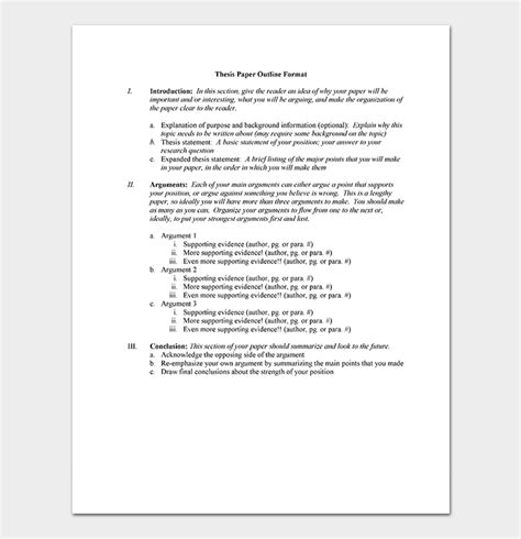 18 Thesis Outline Templates And Examples Word Pdf Format