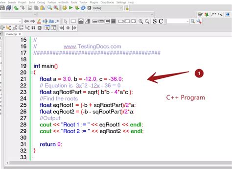 C Program To Find Quadratic Equation Roots