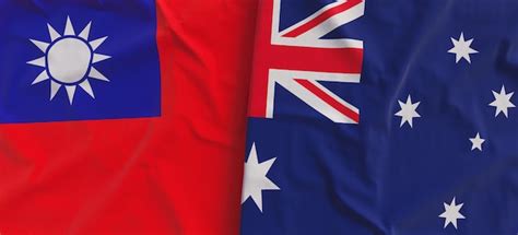 Banderas de taiwán y australia primer plano de la bandera de lino