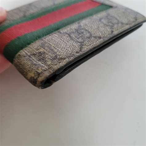 Gucci Vintage Supreme Wallet Bifold Brown Green Red D Gem