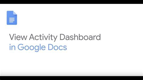 View Activity Dashboard In Google Docs YouTube