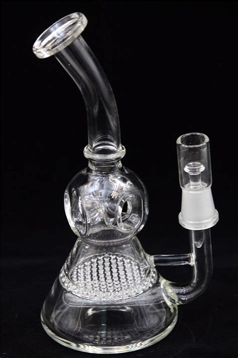 2020 Mini Glass Bong Double Recycler Honeycomb Percolator And Inline Perc Oil Rig Water Pipes