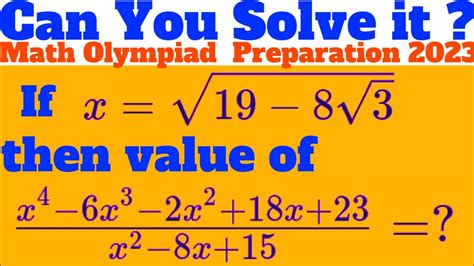 An Interesting Algebra Math Olympiad Questionsmath Olympiads Youtube