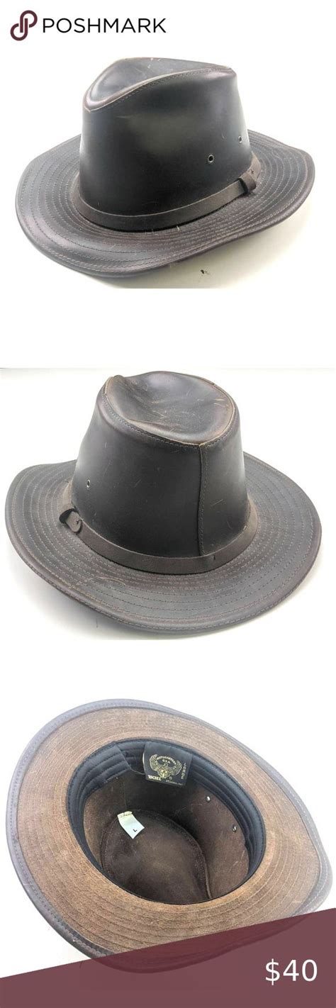 Distressed Henschel Hat Company Leather Outback Cowboy Hat Vintage Made