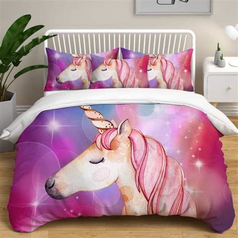 Ensemble Housse De Couette X Cm Licorne Impression Avec Taies D