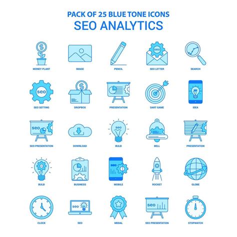 Seo Analytics Blue Tone Icon Pack Icon Sets Vector Art At