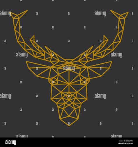 Geometric Reindeer Or Stag Head Front View Vector Illustration Stock