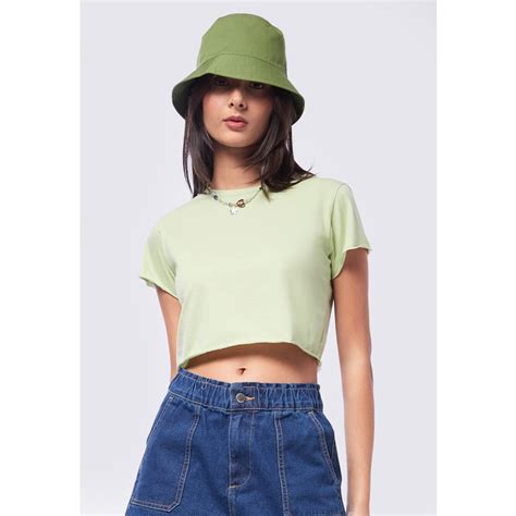 Jual COLORBOX Boxy Short Sleeve Crop Top Soft Green Shopee Indonesia