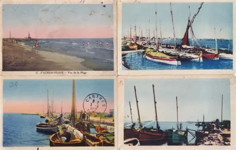 LOT DE 4 Cartes Postales Anciennes Postcards VALRAS PLAGE HERAULT