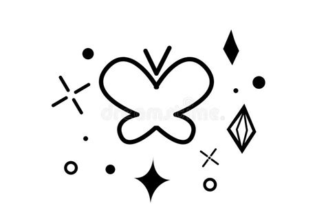 Baterfly With Cute Flowers Rainbow Burst Set In Doodle Style Isolated