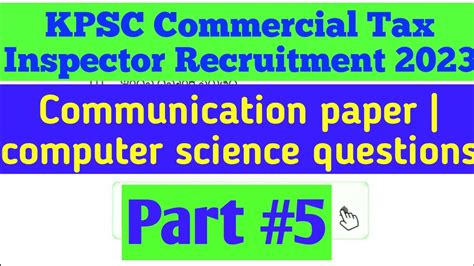 Kpsc Commercial Tax Inspector Recruitment Communication