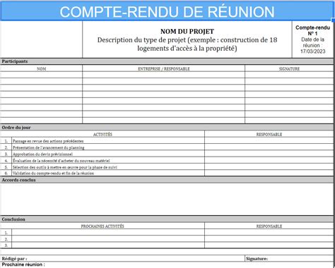 Mod Le De Compte Rendu De R Union Astuces Efficaces Merciapp