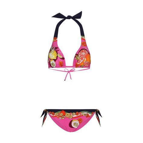 Buy Dolce Gabbana Citrus Print Padded Triangle Bikini Agrumi Fdo Fucsia At 40 Off