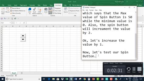 Create Spin Button Activex In Excel Vba Youtube