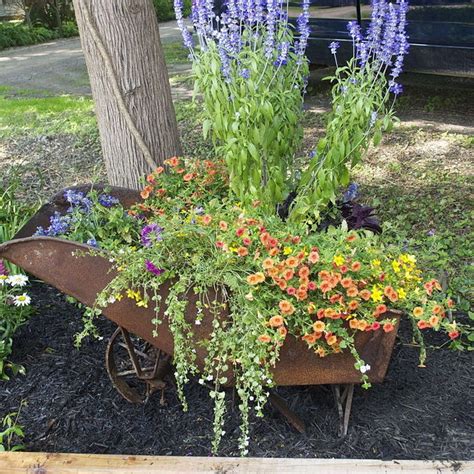 Gardening Wheelbarrow Turned Planter Wheelbarrow Planter Diy Garden